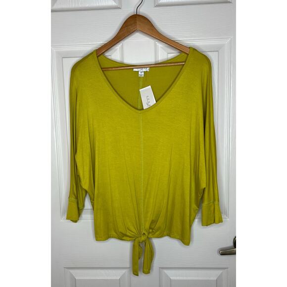 Studio JPR NEW NWT Women's Front Tie Lime Green Blouse Shirt Top Size Medium - Picture 2 of 8